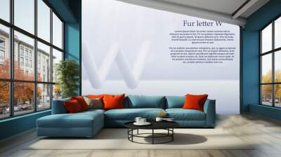 Fur letter W over white color gradient studio room background Wall mural