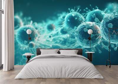 Cancer cells observed under a microscope Scientific image cancer medicine chemistry and biology With copyspace for text Wall mural