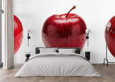 Set of red apple isolated on a transparent background Wall mural