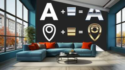 Chrome and Gold Graphic Styles for fonts and shapes. Wall mural