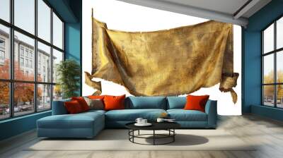 Empty golden banner isolated on transparent background Generative Ai Wall mural