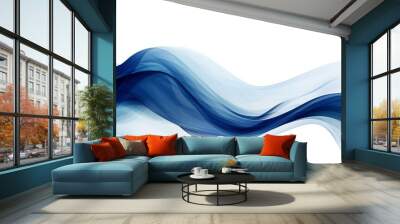 Fresh navy blue wave design element on white background Generative AI Wall mural