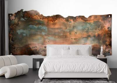 Oxidized copper metal banner isolated on transparent background Generative Ai  Wall mural