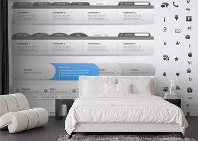 Set of web design elements - navigations menu bars Wall mural