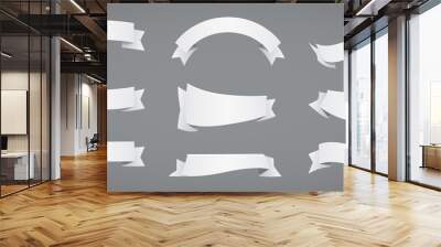 Set of White Paper Ribbons Wall mural