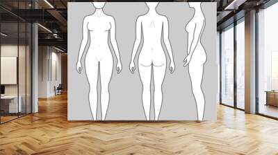 Womans Body From, front, rear and side views Wall mural