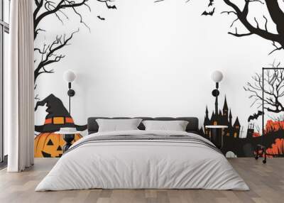 2d spooky halloween frame, with transparent background Wall mural