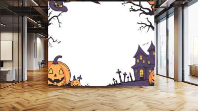 2d spooky halloween frame, with transparent background Wall mural