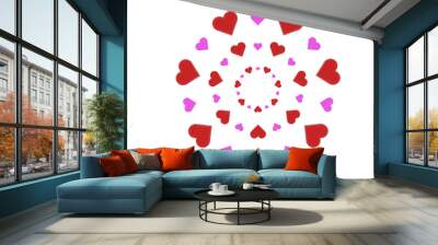 3d floating valentines love hearts icons on isolated transparent png background Wall mural