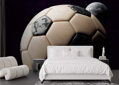 large football in space, stars in background Wall mural