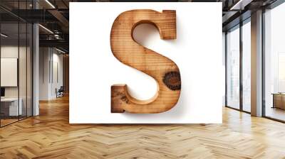 letter S in the shape of woodblock, wood typography letter font illustration, alphabet abc Wall mural