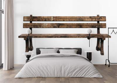 old wooden bench, transparent background Wall mural