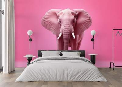 Pink Elephant on Pink Background | Pink coloured abstract elephant on pink wallpaper Wall mural