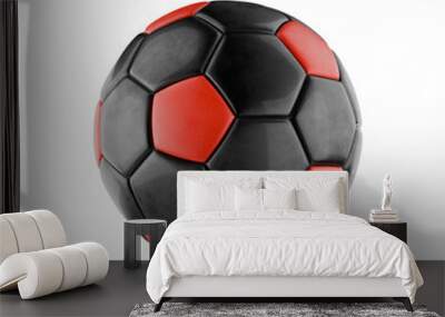 red and black 3d soccer football isolated on transparent background Wall mural