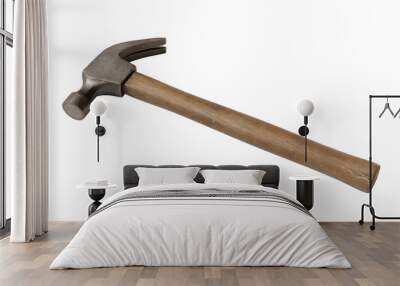 Lying hammer with a wooden handle against a white background with clipping path Wall mural