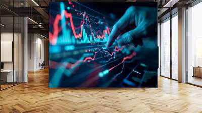 Stock market or forex trading graph and candlestick chart Wall mural