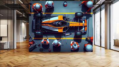 Top view of a racing car. Generative AI Wall mural