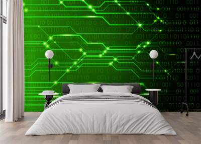 dark green color Light abstract circuit technology background ,abstract technology concept background, vector illustration Wall mural