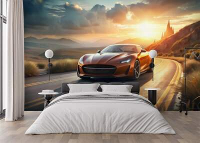 design of modern a car on the road Wall mural