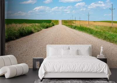 gravel road with power lines Wall mural