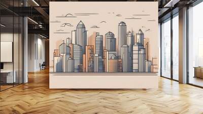  Modern architecture. Urban city landscape Buildings silhouette cityscape background. Wall mural