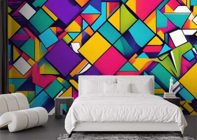 colorful block with cool isolated pop art style background Wall mural