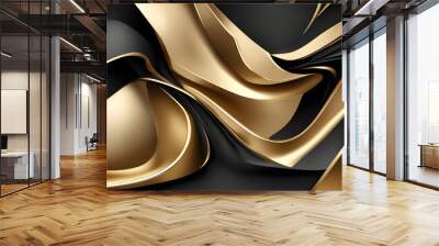 Luxury abstract background with golden and black shapes. metal texture steel background  Wall mural