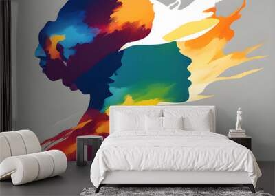 silhouette of a person on colorful background Wall mural