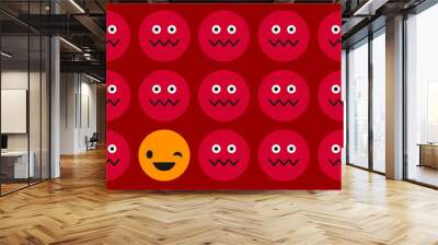 Positive and Negative emotions. Seamless background. Sad and Happy Mood Icons. Vector illustration for web design or print. Wall mural