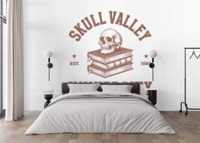 Skull Valley University, Vintage Halloween University SVG T shirt design Wall mural