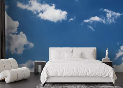 Blue sky background with clouds in summer day. Panorana view Wall mural