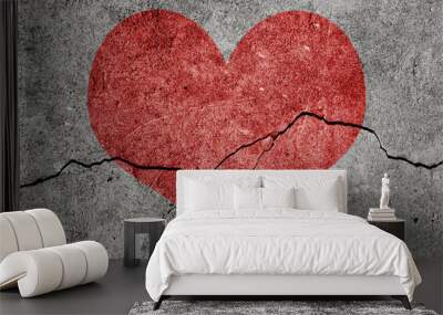 Damaged wall. Gray background with crack Wall mural