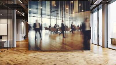 Silhouettes of business people meeting in conference hall. Businessmen teamwork planning strategy in office. Created with Generative AI Wall mural