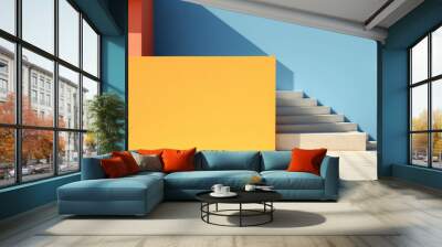 Simple geometric composition with staircase. Abstract design in minimalistic style. Modern architecture Wall mural