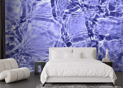 Very peri color of year 2022. Purple water surface with waves, splashes and bubbles. Water surface background. Summer nature banner. Wall mural