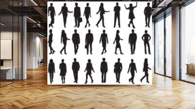 Business people silhouette, man and woman team, isolated on white background Wall mural