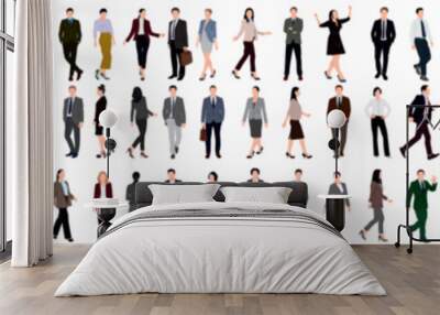 Modern business people bundle. Vector realistic illustrations of diverse multinational standing cartoon men and women in smart casual and formal office outfits. Isolated on white background. Wall mural