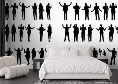 silhouettes of businessman and businesswoman. business person silhouette.  Wall mural