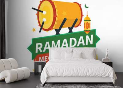 Ramadan mega sale banner with islamic drum and lamp illustration isolated on white background Wall mural