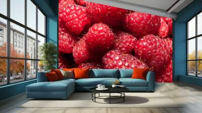 Fresh raspberry  Close up Wall mural