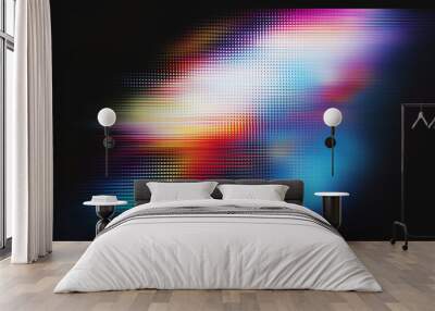 Abstract close-up of colorful light waves creating a vibrant, textured pattern Wall mural