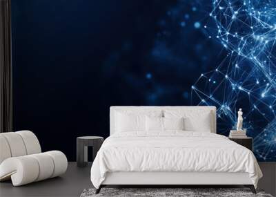 Abstract technology network with glowing nodes and lines. Modern and sophisticated background for banners Wall mural