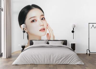 Beautiful young asian woman with clean fresh skin on white background, Face care, Facial treatment, Cosmetology, beauty and spa, Asian women portrait. Wall mural