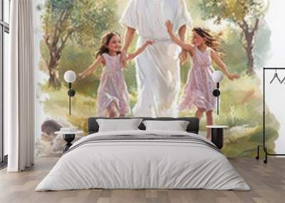 Jesus Christ and religion background with child Wall mural