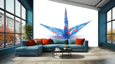 Japanese paper crane  on white background.     Wall mural