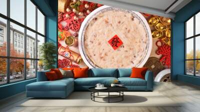 Steamed turnip cake, Chinese new year food (the Chinese words is 'make money', not a logo or trademark.) Wall mural