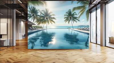 pool in tropical resort, fountain in the park, pool at night, wallpaper lake in the mountains, pool in tropical resort, man swimming in the pool, person relaxing in the pool Wall mural