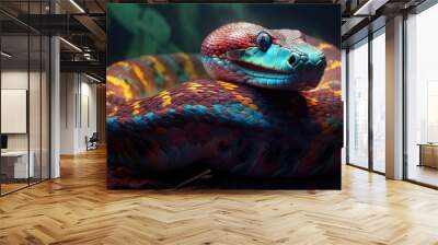 Colorful snake. Created with Generative AI. Wall mural