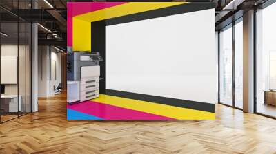 Concept of four. Color printing. 3d Rendering Wall mural