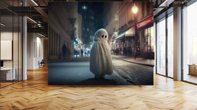 ghost in a street at night created with generative ai. Wall mural